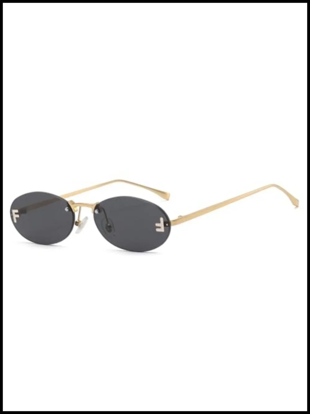 Rimless Oval Sunglasses Y2K Rhinestone Diamond Frame Retro 90s UV400 Protection